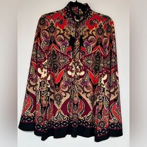 Marc Bouwer Unlimited Printed Bell Sleeve Blouse Size Medium